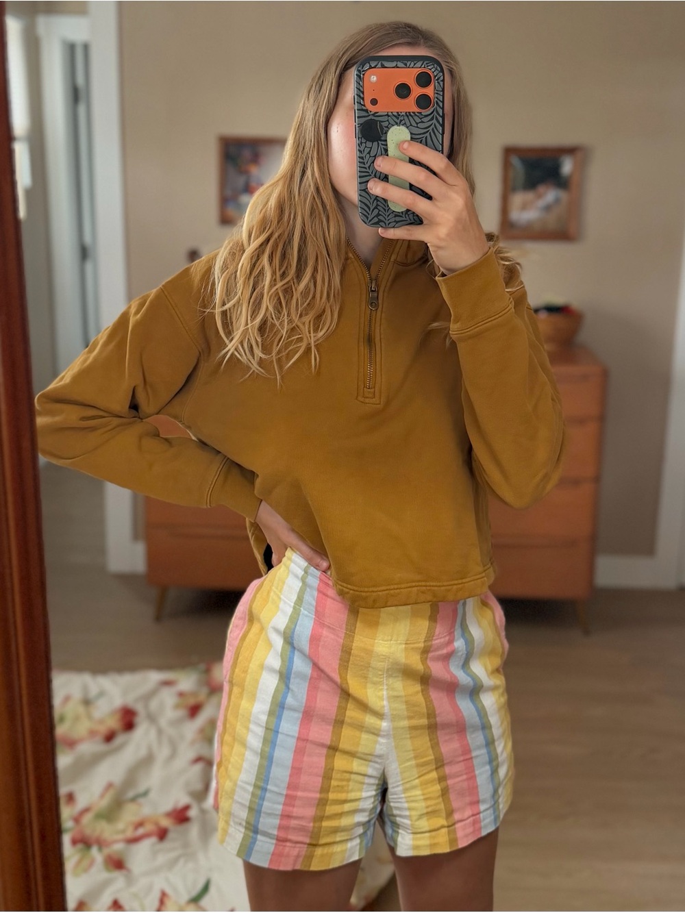 Girlfriend Collective Saddle Half-Zip Cropped Sweatshirt